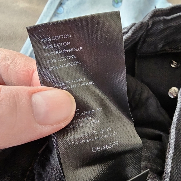 Free People Maggie Mid Rise Washed Black Distressed Straight Leg Crop Jeans - Picture 7 of 9